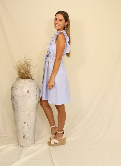 Vestido de maternidad y lactancia Ilse, azul rayitas