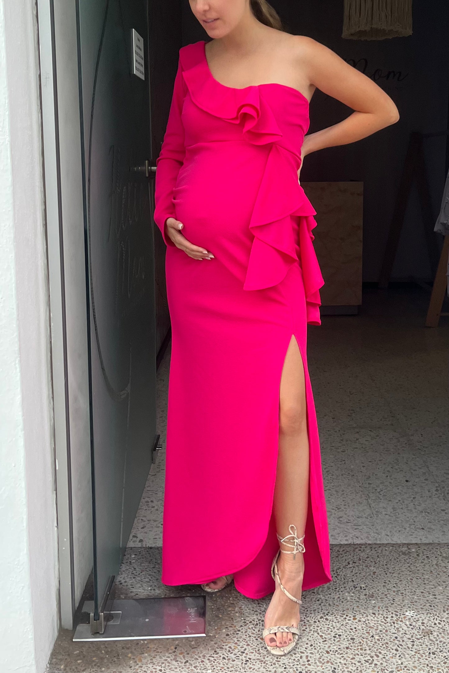 Vestido de maternidad, Britany rosa barbie con manga