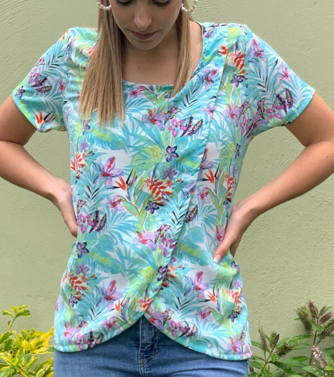 Aqua flower fabric