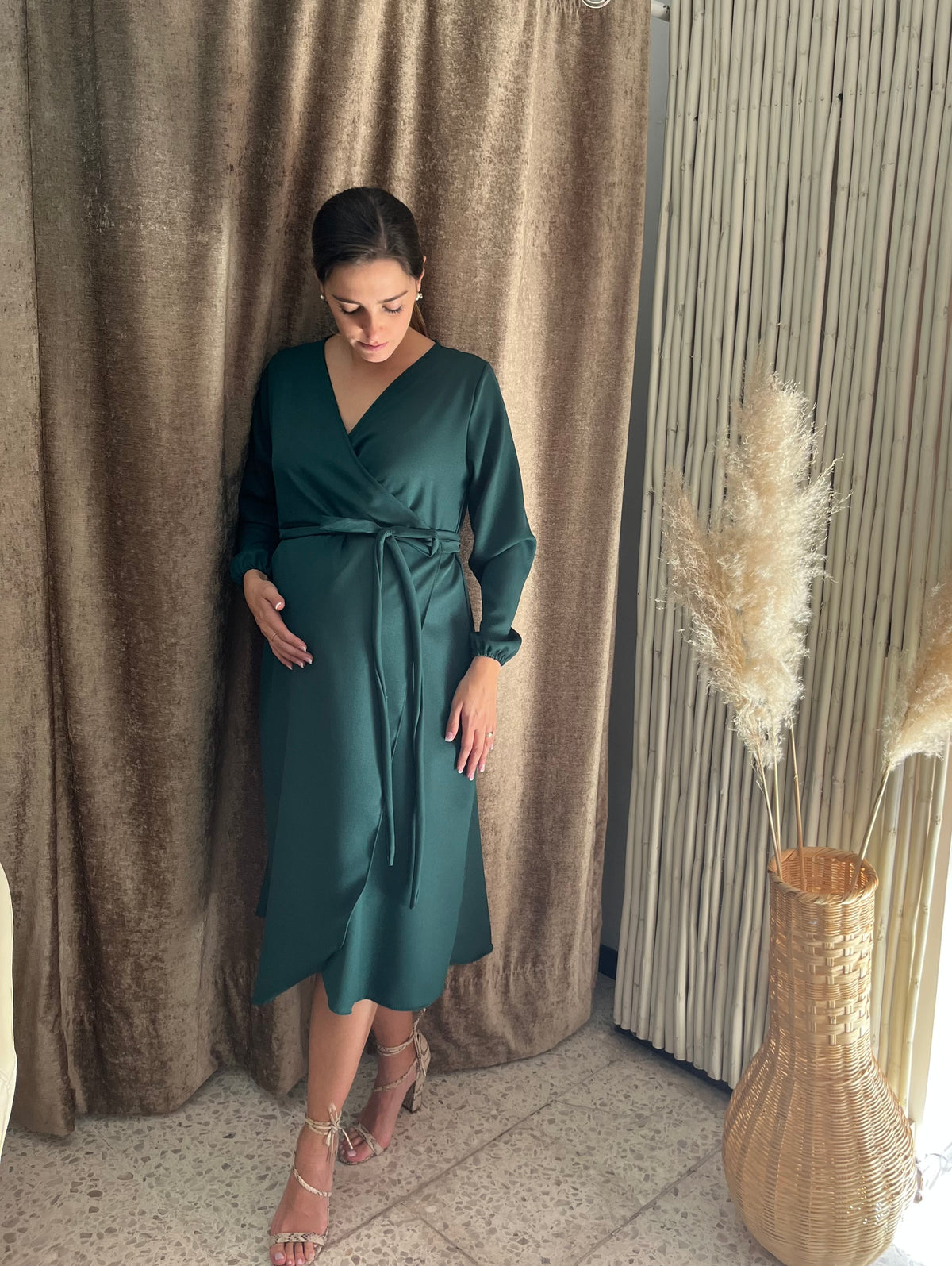 Maternity dress, Ursula green