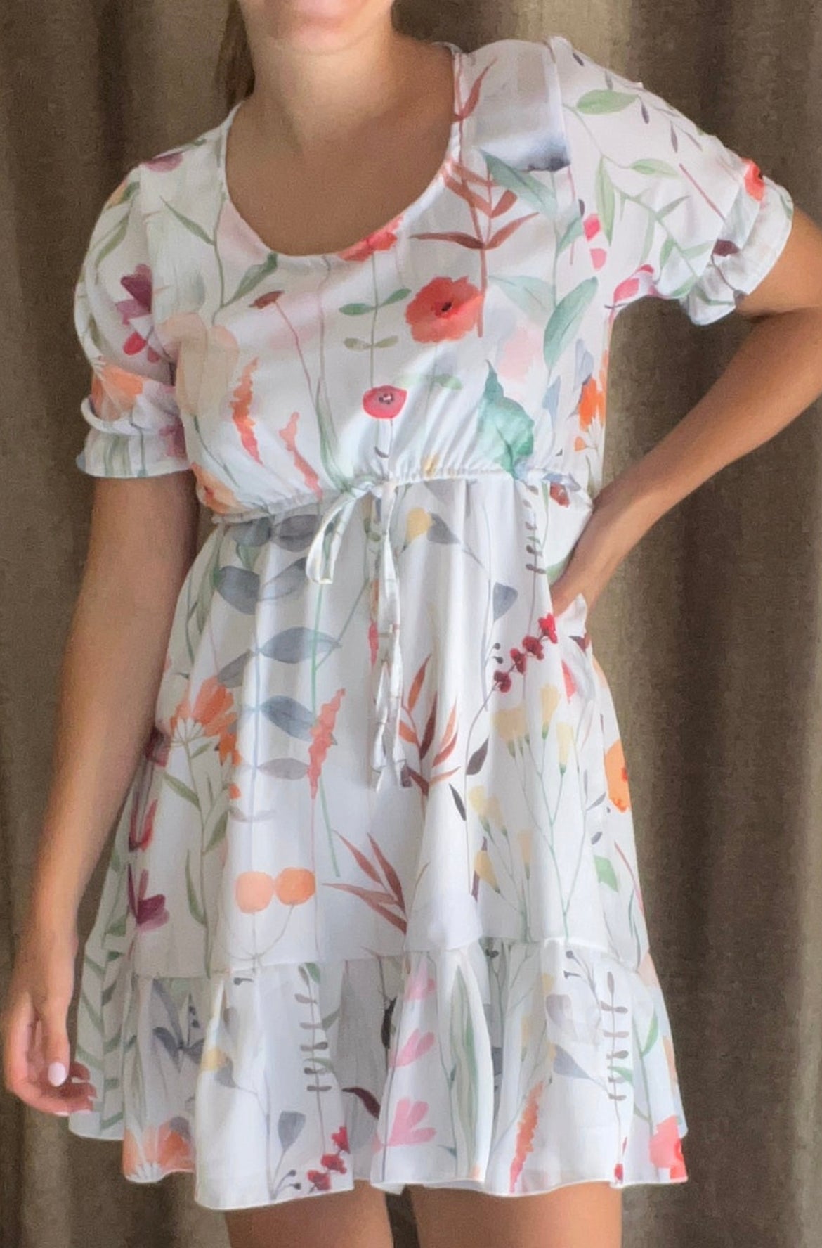 watercolor fabric with long flowers