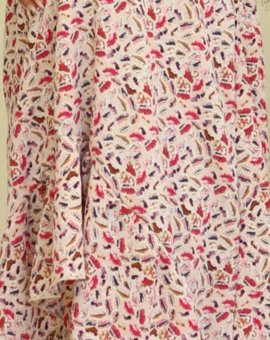 Tela flores rojitas con mostazas