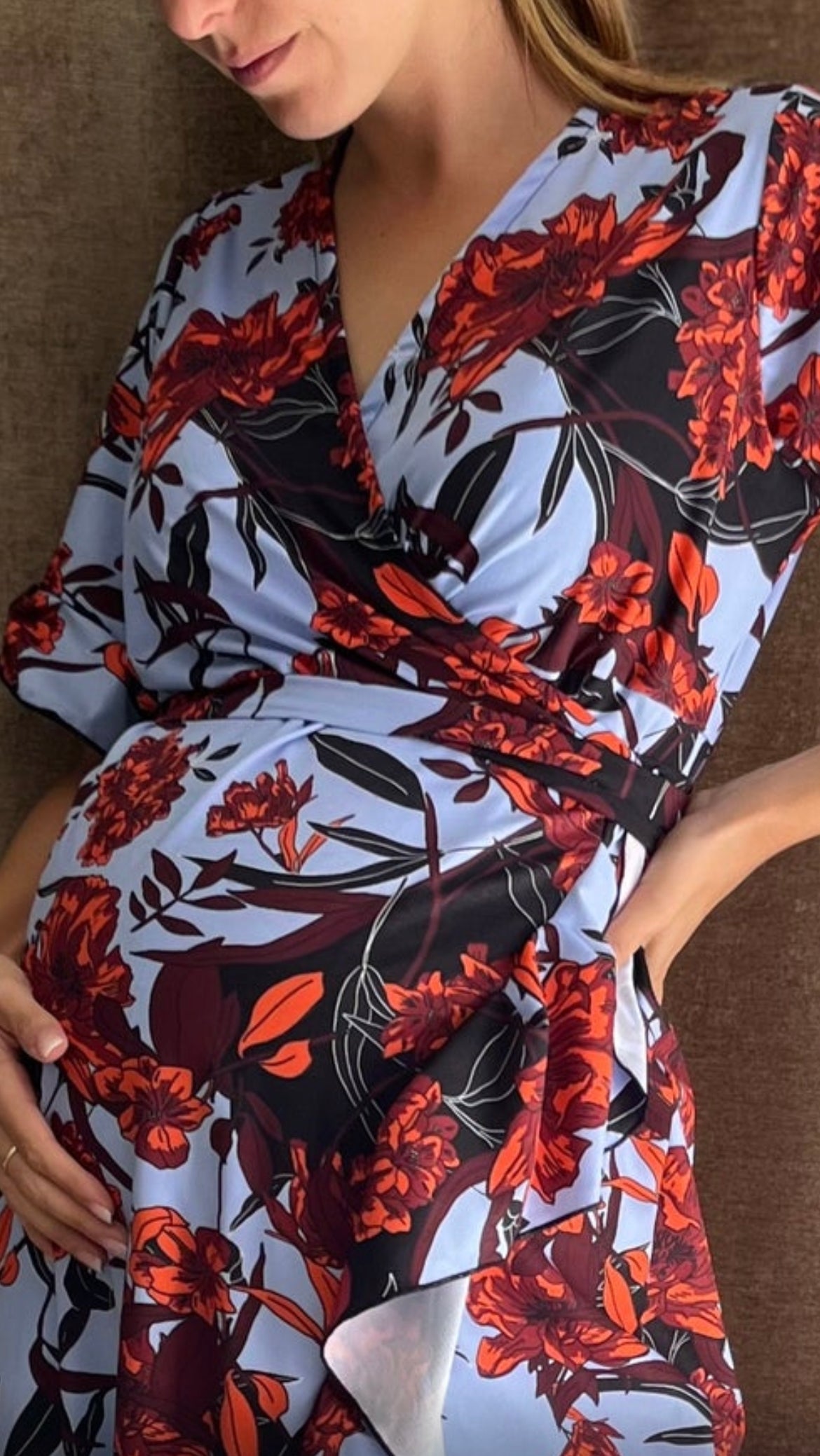 orange fabric with blue