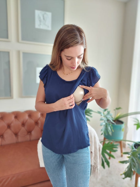 Blusa lactancia Andy, azul marina