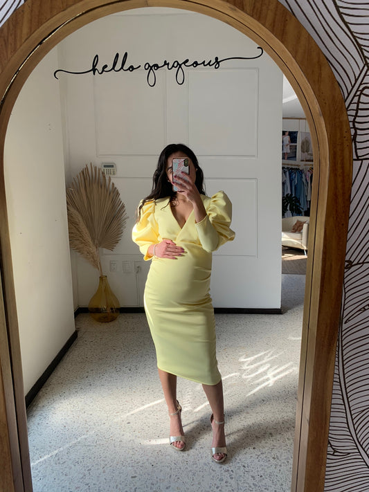 Vestido de maternidad Amarillo yuridia licra