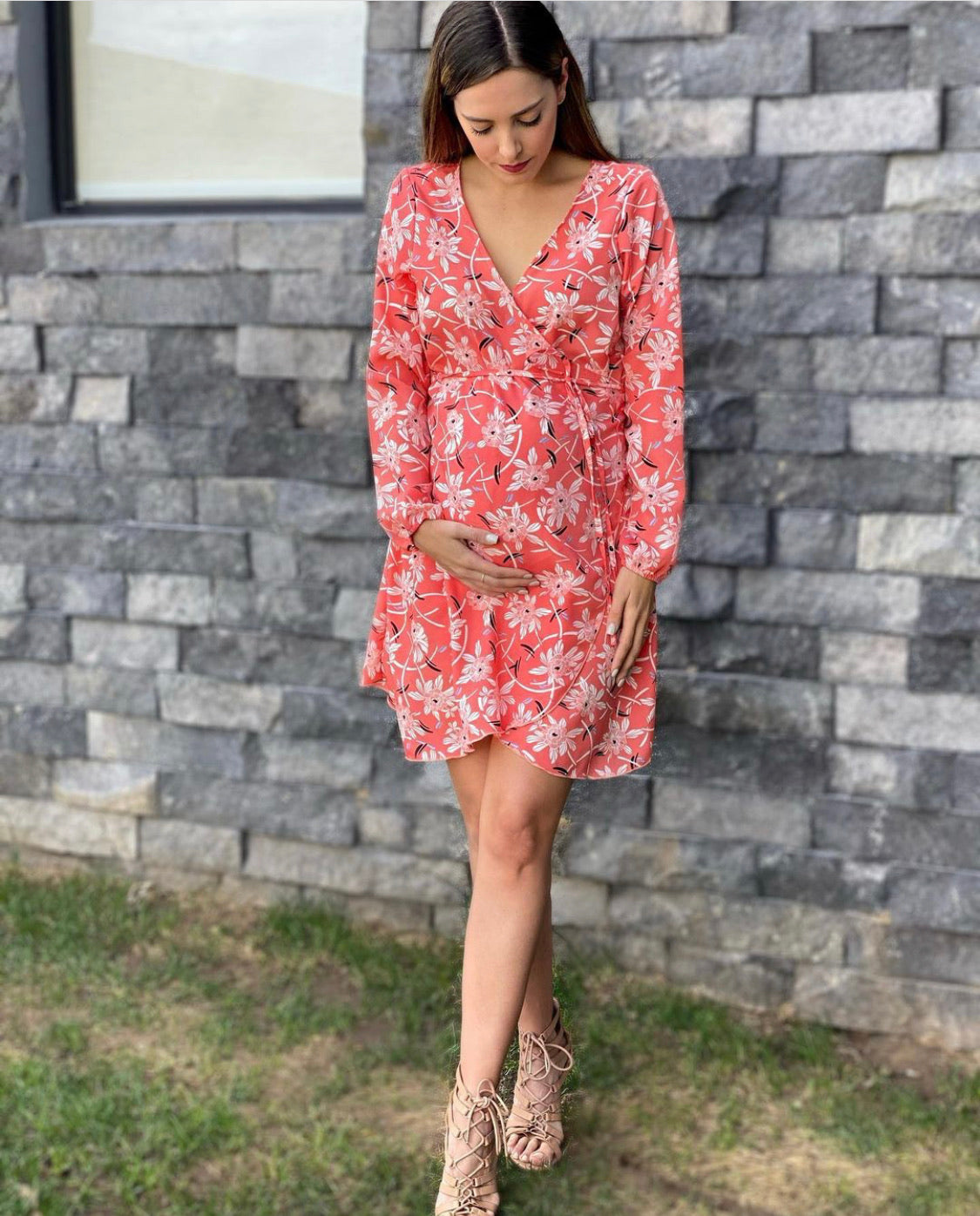 Maternity dress, Natalia Orange flowers