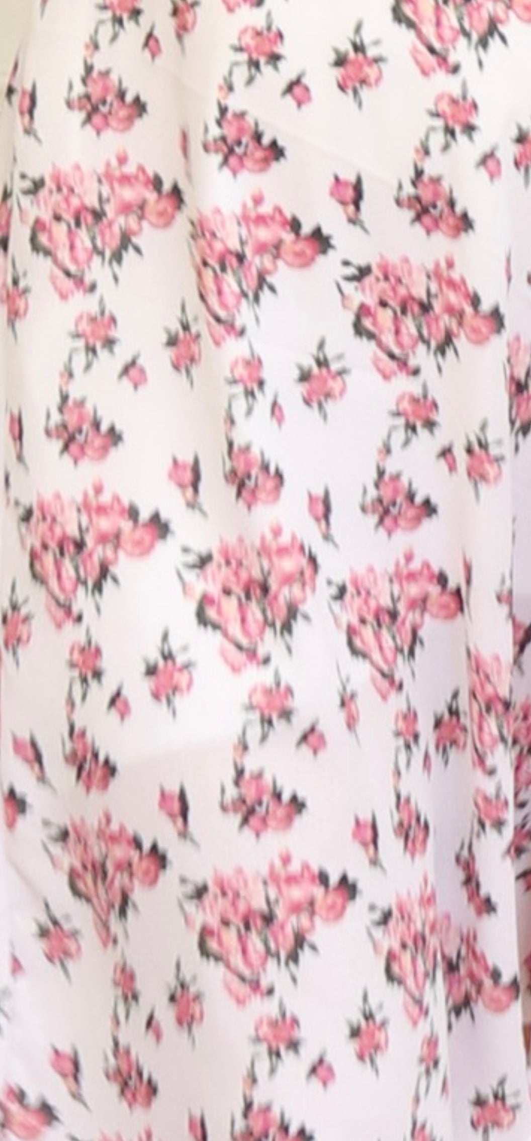 White fabric little pink flowers Polyester