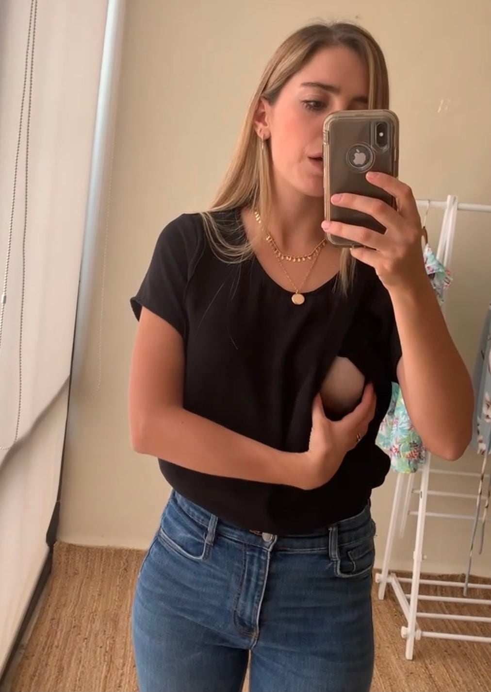 Nursing blouse, black esme