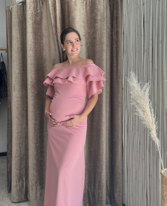 Vestido de maternidad, Alejandra rosa fuerte ponti roma largo