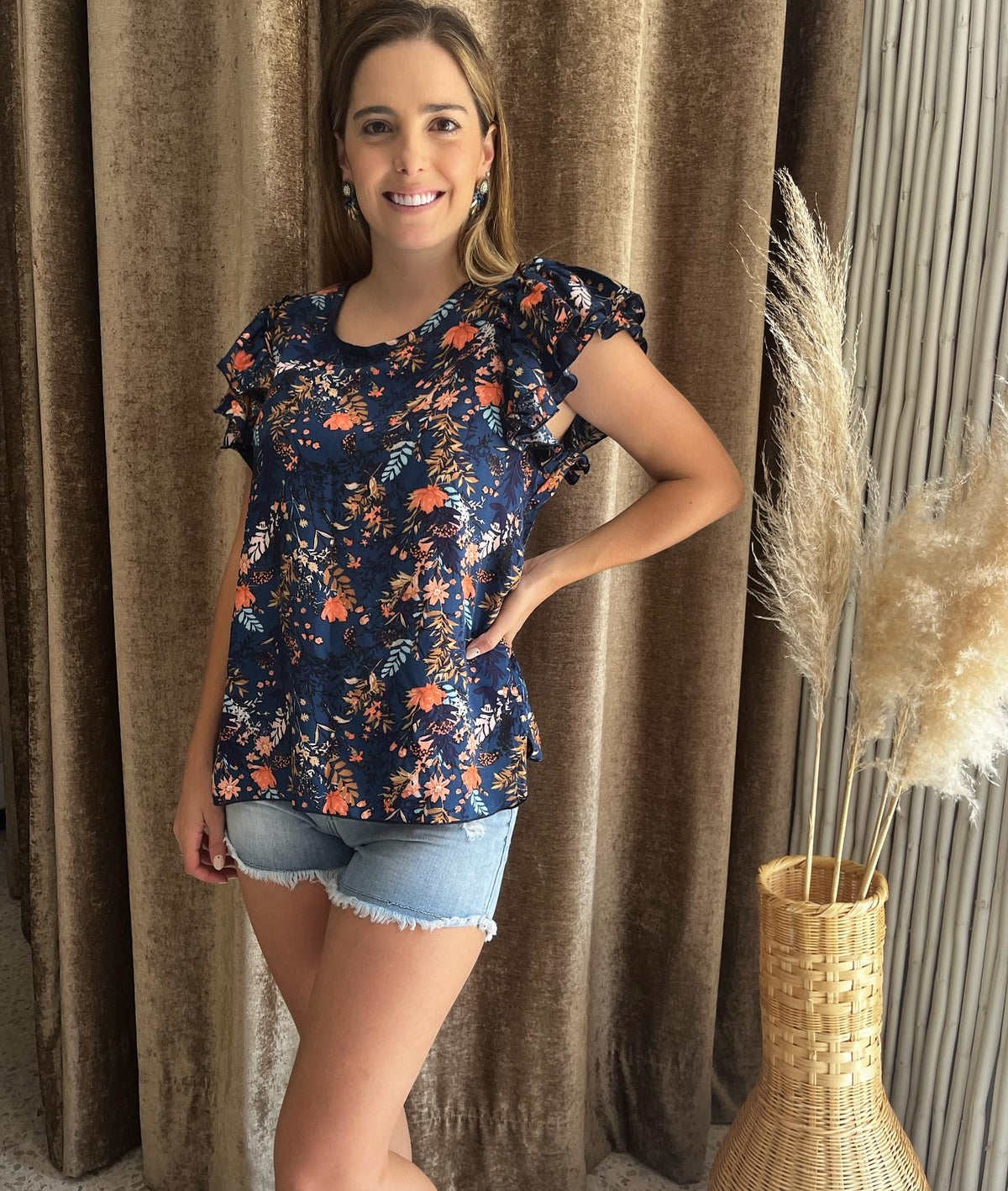 Nursing blouse, Ruth blue floral