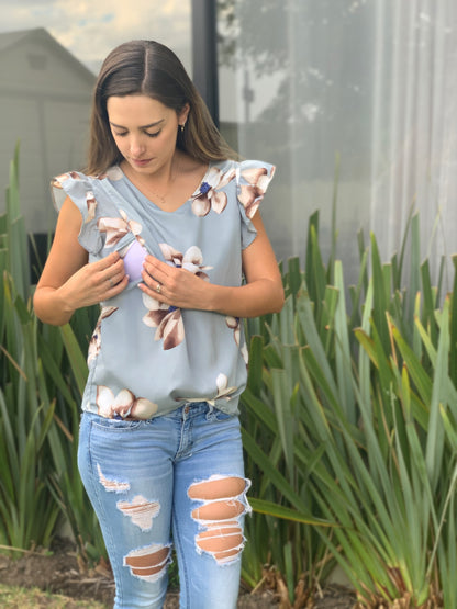 Nursing blouse, Andy gray flowers
