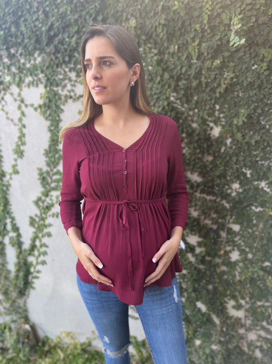 Maternity blouse, wine LM