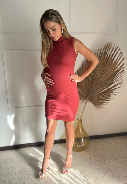 Nectar Pink Turtleneck Maternity Dress